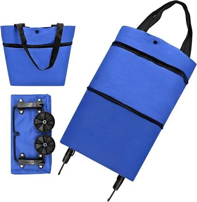 Image de Chariot de supermarché pliable - 2 en 1 pour les courses et à la maison - pratique et léger