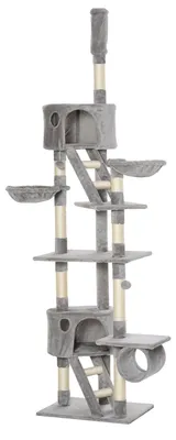 Immagine prodotto di Albero per gatti con amache e zone relax | Colore: Grigio chiaro | Dimensioni: 60x45x240-260 cm