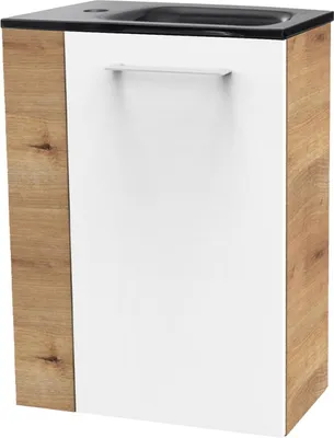 Produktbild von Fackelmann SBC MILANO Gäste WC Set 2-teilig 45 cm, Braun hell/Weiß, rechts, Glas Anthrazit