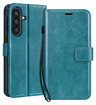 Produktbild von Mayaxess, Wallet Etui Galaxy A57 mit Schlaufe und Standfunktion, Türkis