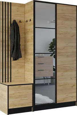 Produktbild von KIER FURNITURE Kleiderschrank EDEN, Schlafzimmer Schrank, Garderobeschrank, Flurschrank Craft Eiche 158x205x39 cm