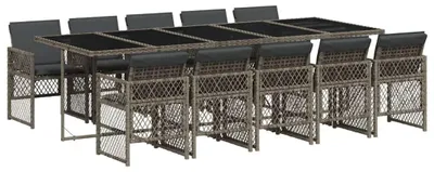 Productafbeelding van vidaXL 11-delige tuinset met kussens, grijs, polyrotan