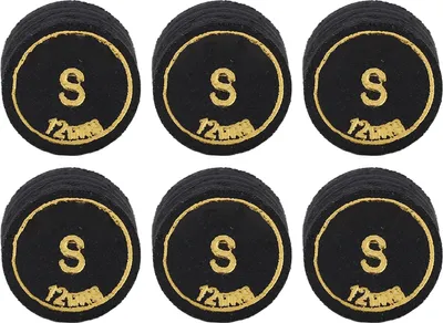 Productafbeelding van 6 stuks poolbiljart keu tips, 12 mm, lichtgewicht, vervanging voor thuisgebruik en clubs