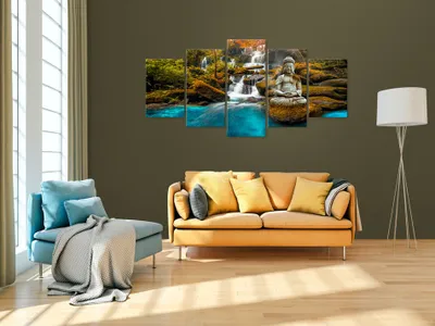 Produktbild von BUDDHA WASSERFALL Acrylglasbild Wandbild Kunstdruck Bilder Abstrakt c-C-0019-k-o