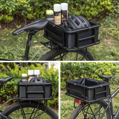 Productafbeelding van Fietsmand Achter - Fietstas Cargo - Boodschappen Vervoeren - Met Cargo Net - 10 Liter - Zwart