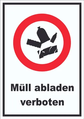 Produktbild von Müll abladen verboten Symbol Aufkleber A0 (841x1189mm)