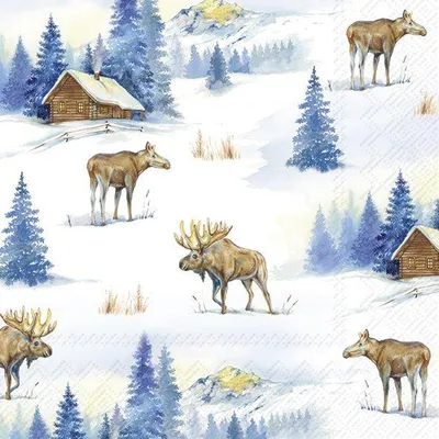 Produktbild von Serviette "Elche im Winter"