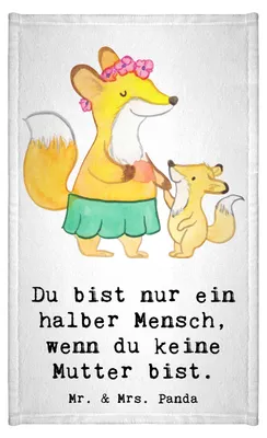 Produktbild von Mr. & Mrs. Panda Handtuch Mutter Herz - Weiß - Geschenk, Frotteehandtuch, Frotteetuch, Klein, Gästetuch, baumwolle