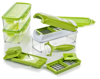 Image de Genius Nicer Dicer Smart (13 pièces) Coupe-légumes Coupe-oignons Coupe-tout avec livret de recettes en kiwi ; A33848