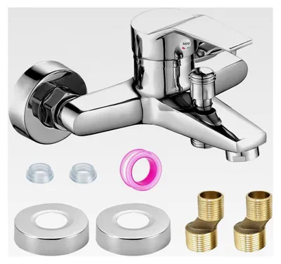 Produktbild von Badewannenarmatur, Einhebelmischer für Badewanne und Dusche mit Brauseabgang, Keramikkartusche, verchromt