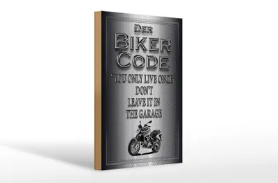 Produktbild von Holzschild Motorrad 20x30cm Biker Code you only live once