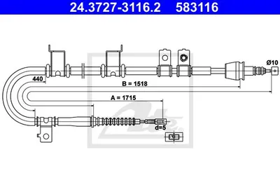 Produktbild von ATE Handbremsseil Seilzug Feststellbremse für HYUNDAI i30 CW (FD) Hinten Links 24.3727-3116.2