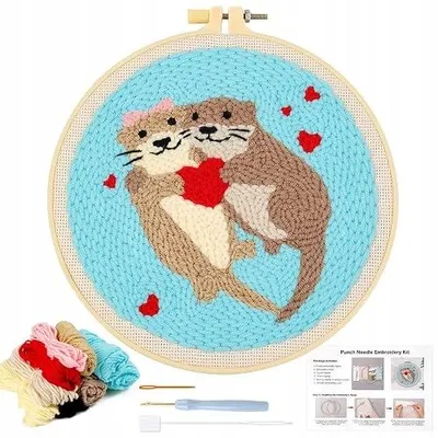 Produktbild von Punch Needle Stickset mit Otter Motiv für Anfänger