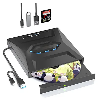 Produktbild von Externes DVD Laufwerk USB, Tragbarer DVD RW Brenner für Laptop und Desktop, Universell einsetzbar