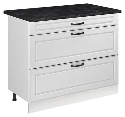 Produktbild von Küchenunterschrank Vicco R-Line Weiß Landhaus/Weiß 100 cm Arbeitsplatte Anthrazit, Model 71520