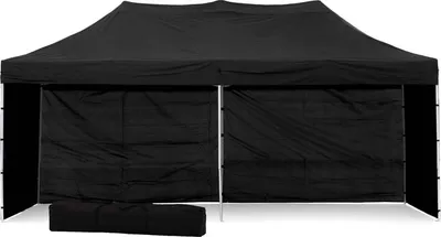 Produktbild von Faltpavillon 3x6m ALU Standard volle Seitenwände - Schwarz