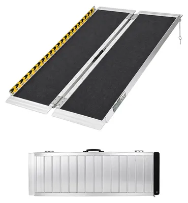 Produktbild von TRUTZHOLM Rollstuhlrampe 122 cm Traglast 272 kg Alu klappbar Antirutsch beschichtet Schwellenrampe