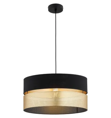 Productafbeelding van FKL DESIGN Home Deco Hanglamp, hanglamp, zwart-goud, 1 lichtpunt, E27, kunststof lampenkap, lamp uit de serie N450 (ER1)