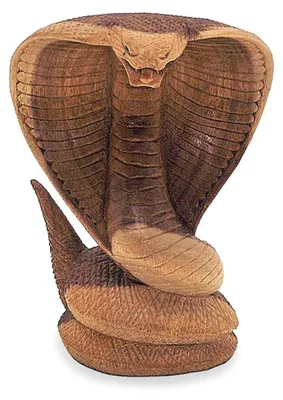 Productafbeelding van Decoratieve Cobra Beeld van Hout 15 cm, Handgemaakt uit Bali
