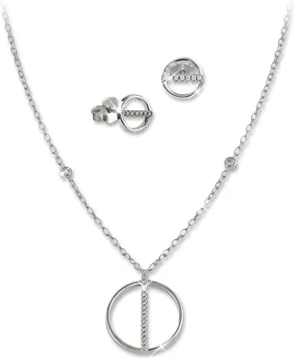 Produktbild von SilberDream Zirkonia Set Kette Anhänger Ohrringe Silber weiß Damen GSS411W