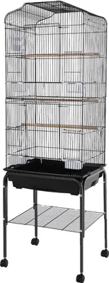 Obrázok produktu pre Klietka pre vtáky, priestranný dizajn, mobilná s kolieskami, čierna, M