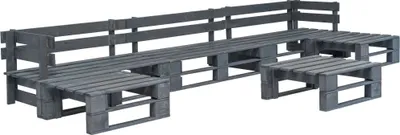Produktbild von 6-tlg. Garten-Sofagarnitur aus Paletten Holz Grau