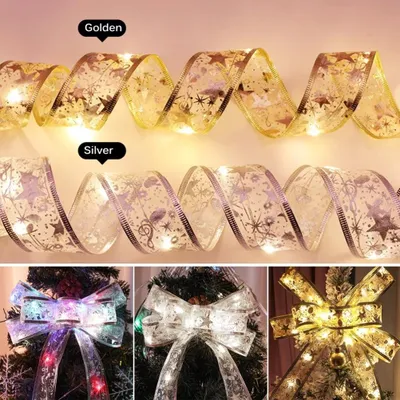 Obrázok produktu pre Vianočné rozprávkové svetlá Stuha Vianočné svetlá Ovládané batériou String Lights Vianočný stromček Vianočná strana Dovolenka Vnútorná vonkajšia dekorácia