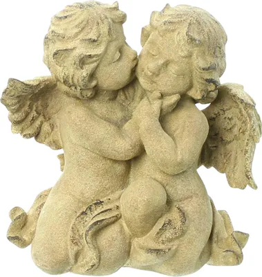 Produktbild von FRANK FLECHTWAREN Engelpaar Küsschen, Polyresin, dezentes Antikfinish Maße: Höhe 19 cm