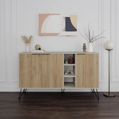 Produktbild von Skye Decor, Clara - Sandstone, Oak, Konsole, Sandstein, 100 % MELAMINBESCHICHTETE SPANPLATTEN, 142 x 35,6 x 83 cm