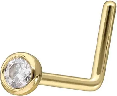 Produktbild von Nasenpiercing, Nasenstecker 14/18 Karat Gold Nasenstecker L-Form EINGEFASSTER MOISSANIT 14 Karat | Gold Kristallgröße: 2,4mm