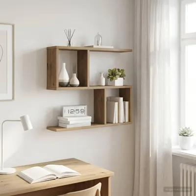 Obrázok produktu pre Maison Exclusive – Nástenná polica z masívneho dubového dreva, rozmer 60 x 12 x 50,5 cm