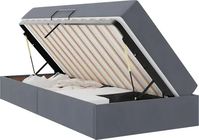 Image de vidaXL Lit avec rangement et matelas Gris foncé 100 x 200 cm Velours
