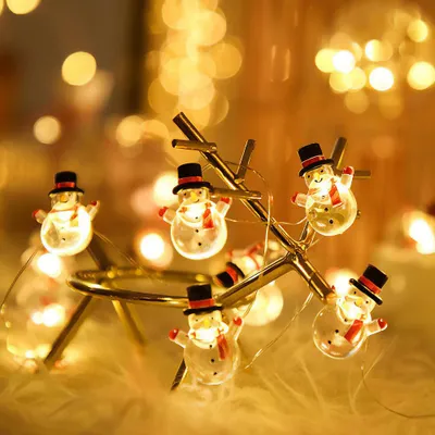 Produktbild von Weihnachts Lichterkette mit Schneemännern, 2 m, 20 LEDs, Batteriebetrieb, warmweiß