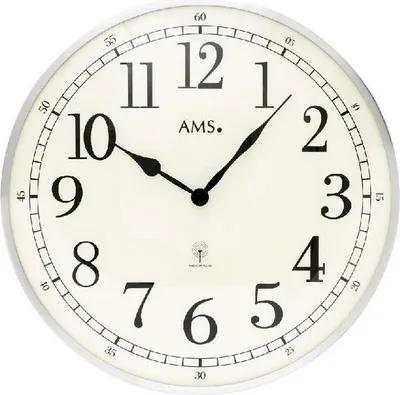 Image de AMS 5606 Horloge murale radio analogique argentée ronde avec verre