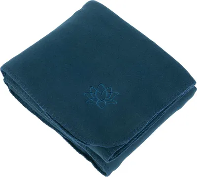 Produktbild von Yogadecke ASANA BLANKET aus Fleece mit LOTUS Stick dunkelblau