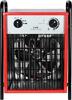 Produktbild von TRMLBE 9KW Elektroheizung 400V Profi-elektrisch Heizgebläse, Elektroheizer mit Thermostat und 4-Heizstufen, Überlastschutz Bauheizer