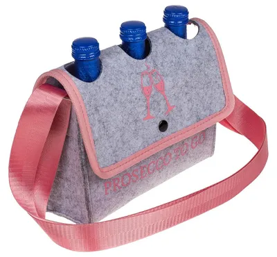Immagine prodotto di Portabottiglie in feltro - Per 3 bottiglie - Prosecco to go - 3 scomparti - Con maniglie