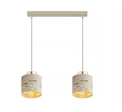 Produktbild von FKL DESIGN Home Deco Deckenlampe Deckenleuchte 2-flammig E27 Metall Lampenshirm Lampe aus Serie (Beige, N910-BZ2)