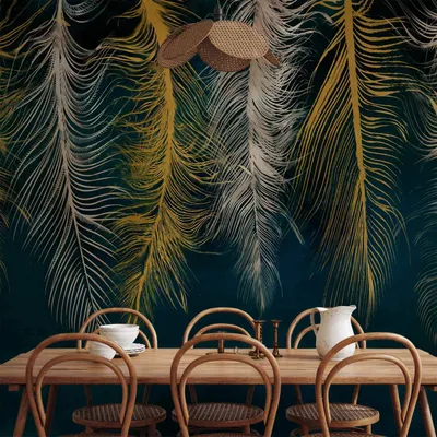 Produktbild von Vlies Fototapete - Gilded Feathers 350x256 cm Abstrakt b-A-0812-a-a
