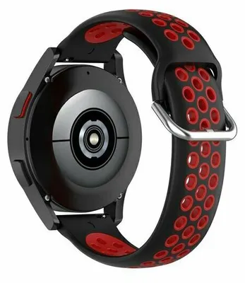 Produktbild von By Qubix passend für Garmin Venu / Sq / Sq2 / 2 plus - Silikon-Sportarmband mit Schnalle - Schwarz + Rot