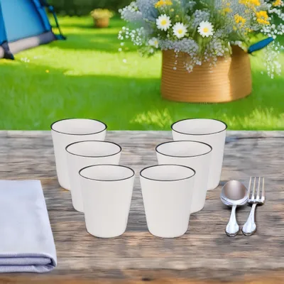 Produktbild von 6 x Becher Camping-Geschirr Set aus Melamin - immer wieder verwendbar - spülmaschinen und mikrowellengeeignet- Becher - Picknick-Geschirr