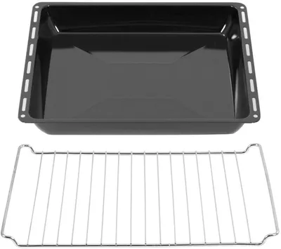 Produktbild von ICQN 445 x 375 x 50 mm Gitter & Backblech Set, Passend für Whirlpool, Ignis, Bauknecht, Indesit, Algor, Neckermann, Lloyds, Backofenrost und Emailliert Fettpfanne 44,5x34 cm