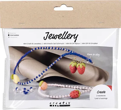 Produktbild von Creativ Company Mini-Hobby-Set Schmuck, Halskette und Ohrringe, Königsblau, 1 Box