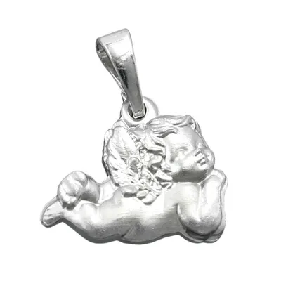 Produktbild von Anhänger 9x13mm liegender Engel matt rhodiniert Silber 925 silber 9x13mm
