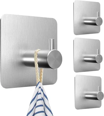 Image de Crochets adhésifs pour mur de salle de bain, porte-serviettes adhésifs pour portes de cuisine, crochets adhésifs pour manteaux, crochets adhésifs, supports pour torchons de cuisine