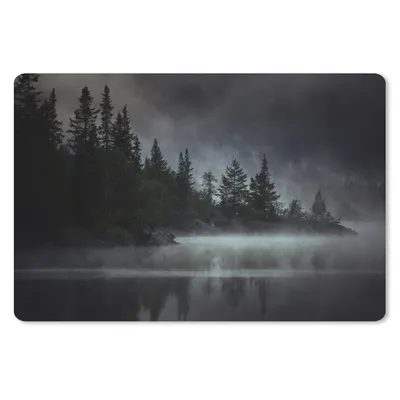 Produktbild von MuchoWow® Mauspad Mousepad Wald - Nebel - Schwarz - Weiß 27x18 cm - Mousepads - Maus Mat - Pad - Mausunterlage - Büroartikel - Desk Matten