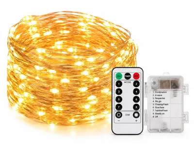 Produktbild von LED Lichterkette 10m 100 LEDs Warmweiß 8 Modi Fernbedienung, E007
