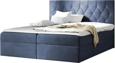 Produktbild von MIRJAN24 Boxspringbett Loloz, Doppelbett mit Bettkasten und Matratze, Ehebett (Farbe: Mikrofaza 0012, Größe: 160x200 cm)