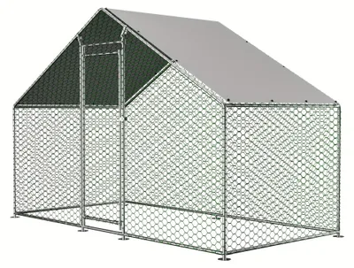 Obrázek produktu pro Klec pro zvířata - klec pro slepice - klec pro králíky - venkovní výběh - volný výběh - robustní kov - rozměry 3 x 1,5 x 2 metry