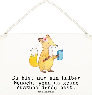 Produktbild von Mr. & Mrs. Panda Schild Auszubildende Herz DIN A6 - Weiß - Geschenk, Azubine, hängeschild, Wandbild Holz, Holzschild, Spruch, kleine aufmerksamkeit, Abschlussprüfung